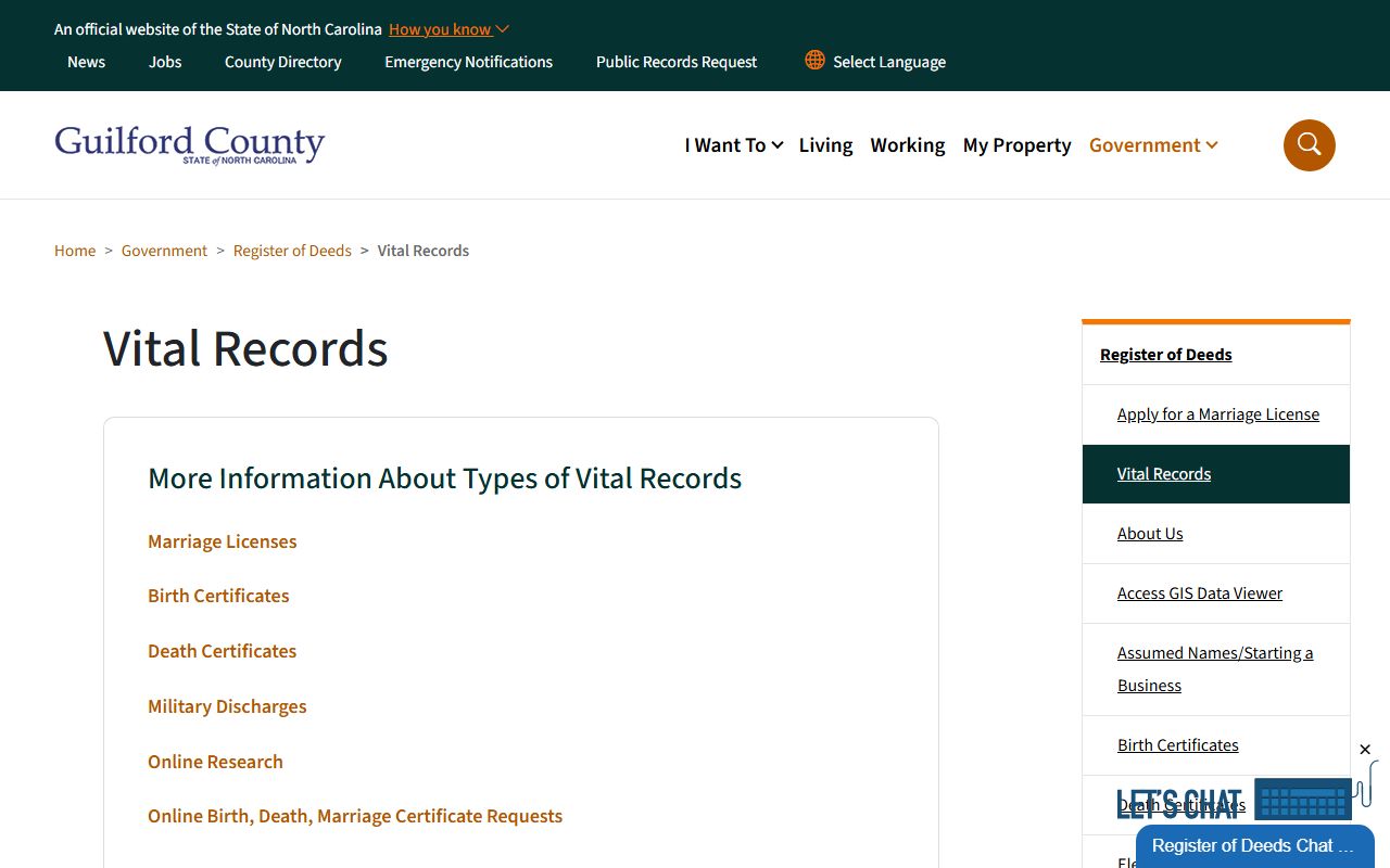 Greensboro birth records Guilford County vital records information page
