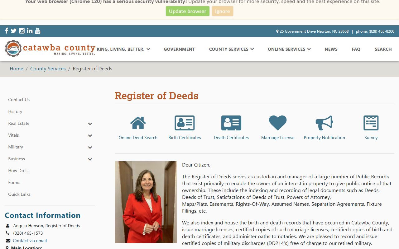 Catawba County birth records Register of Deeds website