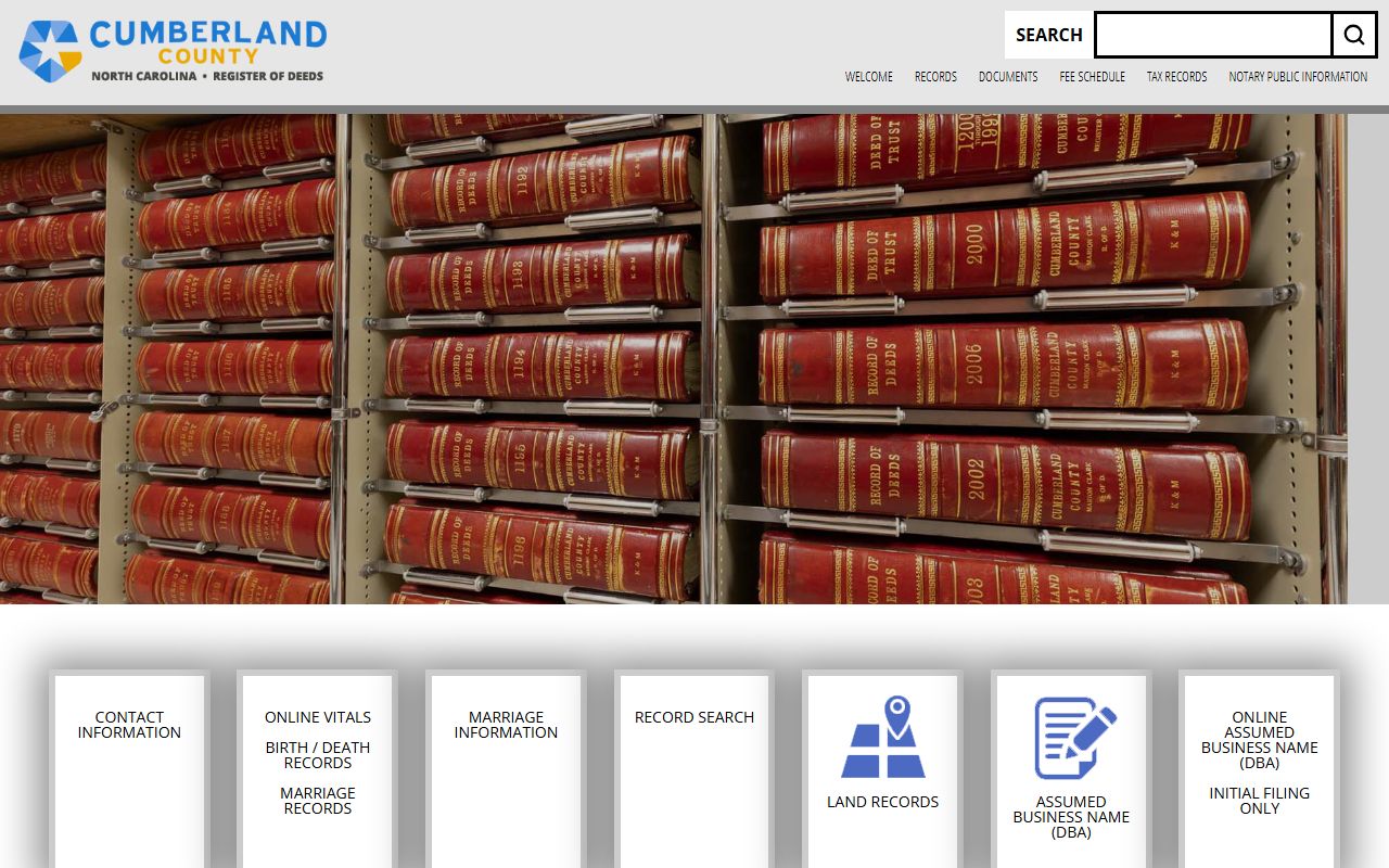 Cumberland County birth records Register of Deeds homepage