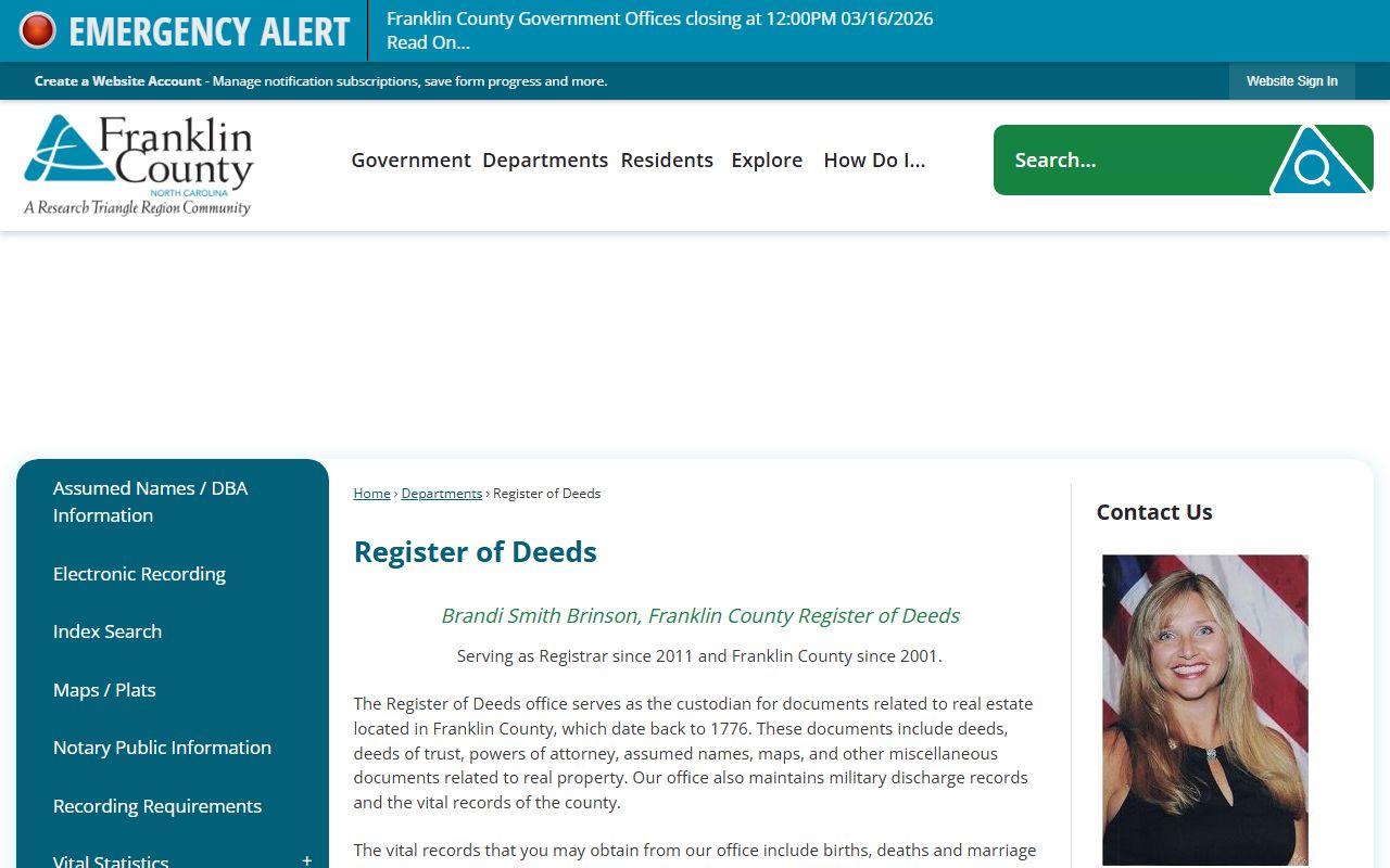 Franklin County Register of Deeds website