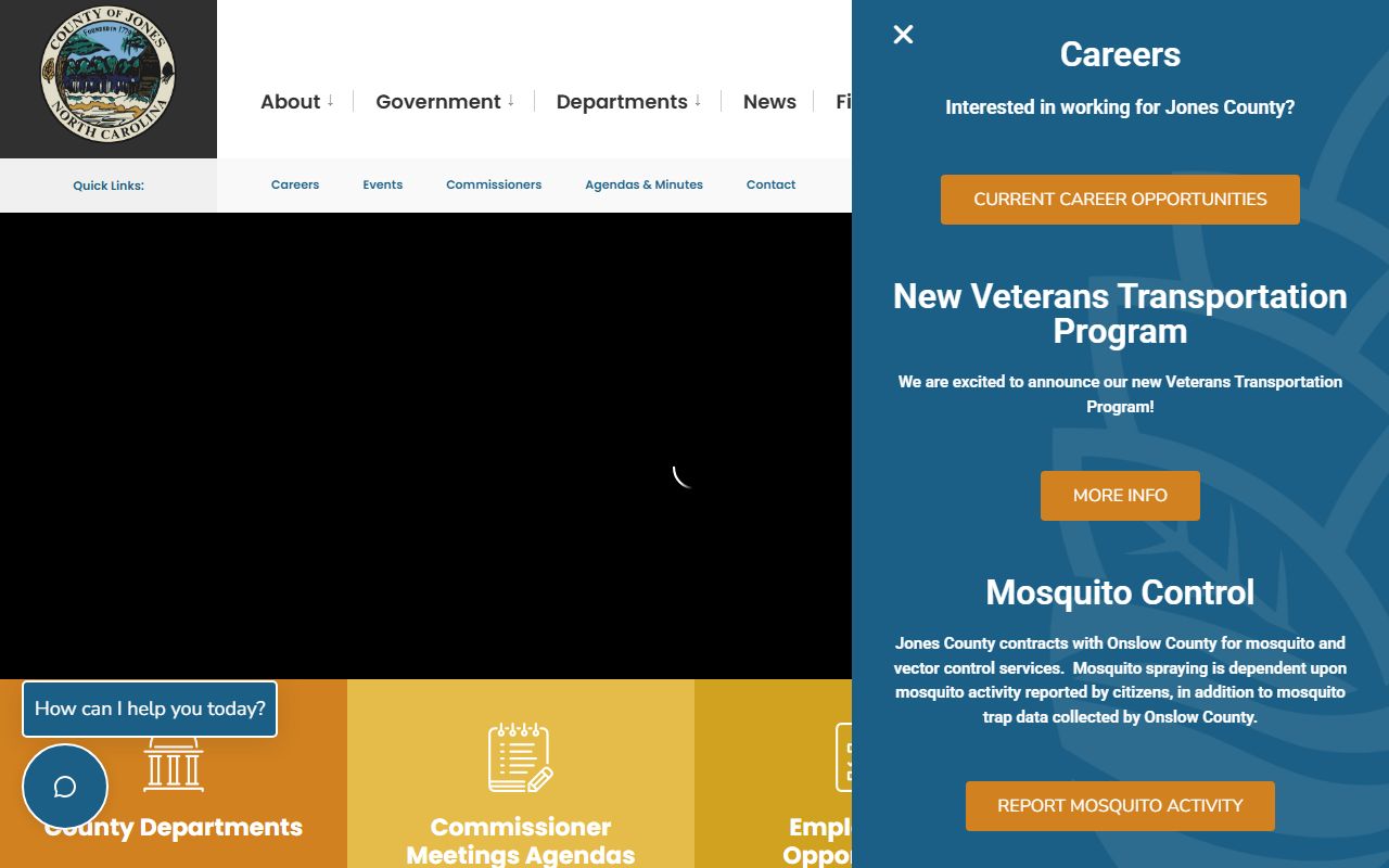 Jones County birth records government website homepage