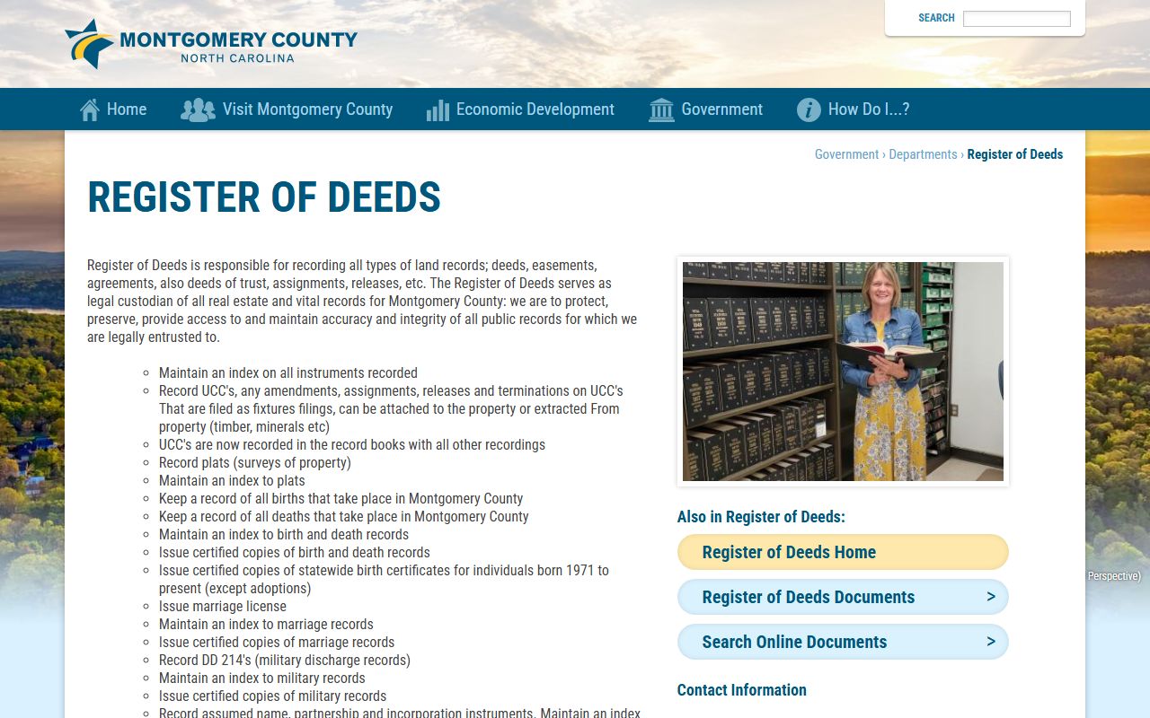 Montgomery County birth records Register of Deeds website