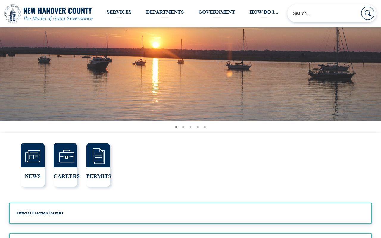New Hanover County government website homepage