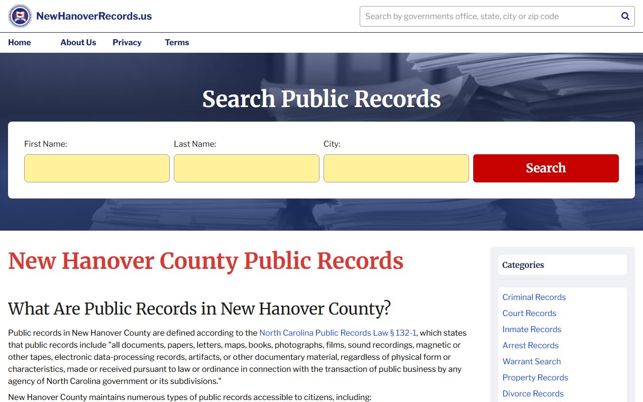 New Hanover County public records search