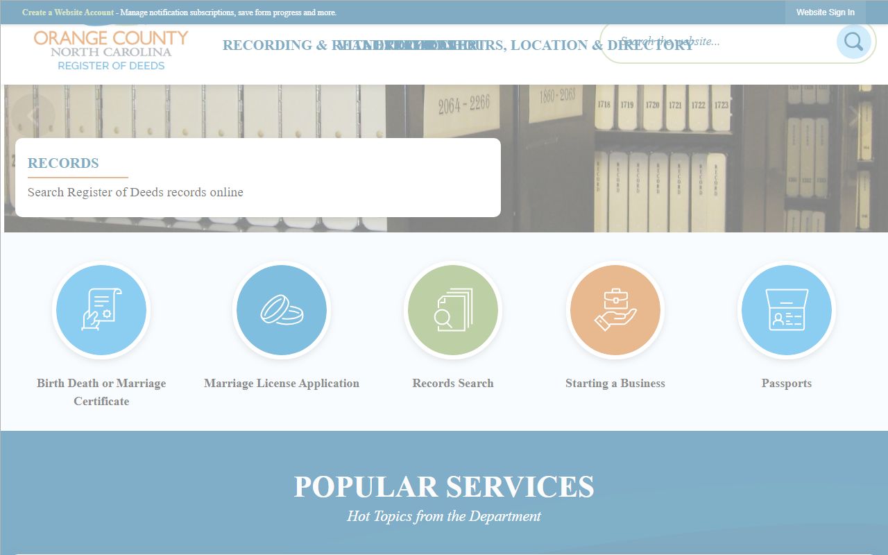 Orange County Register of Deeds website