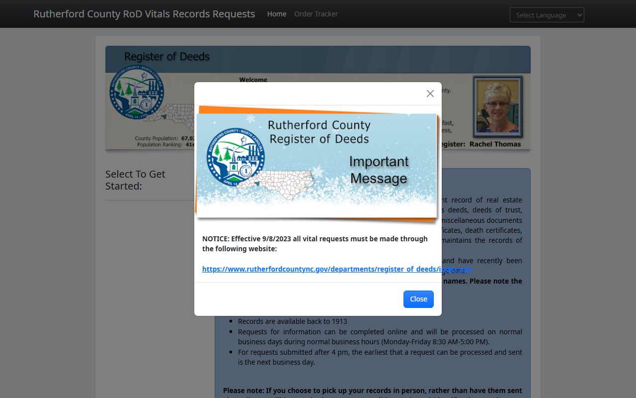 Rutherford County birth records online portal