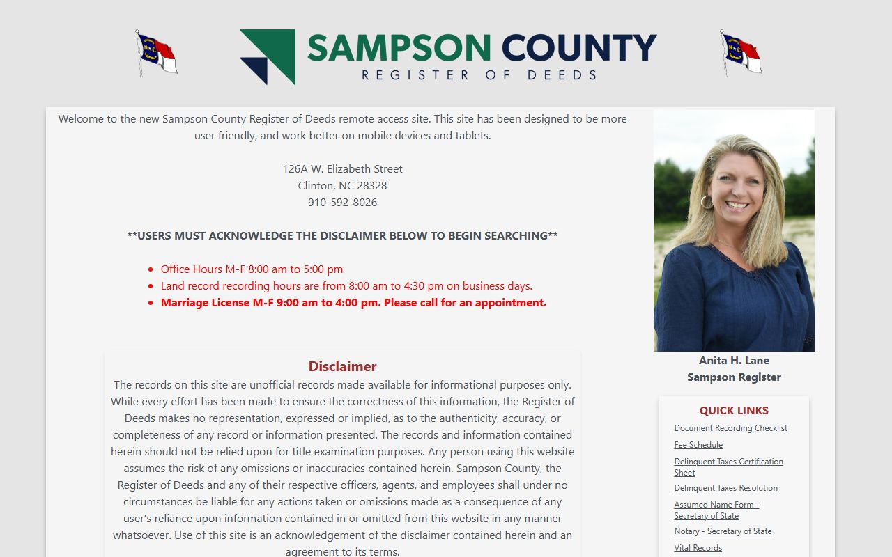 Sampson County birth records remote access portal