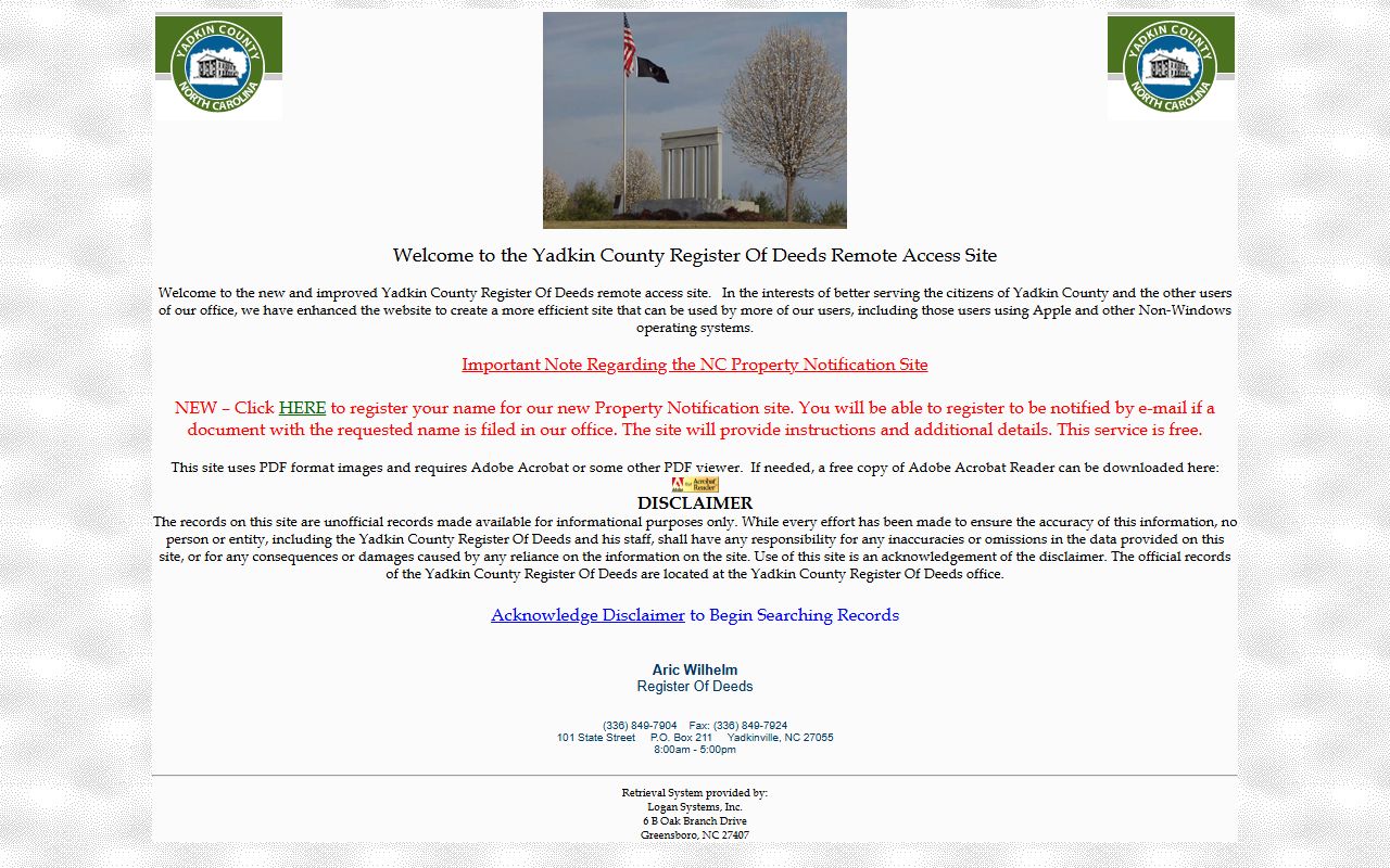 Yadkin County Register of Deeds official website
