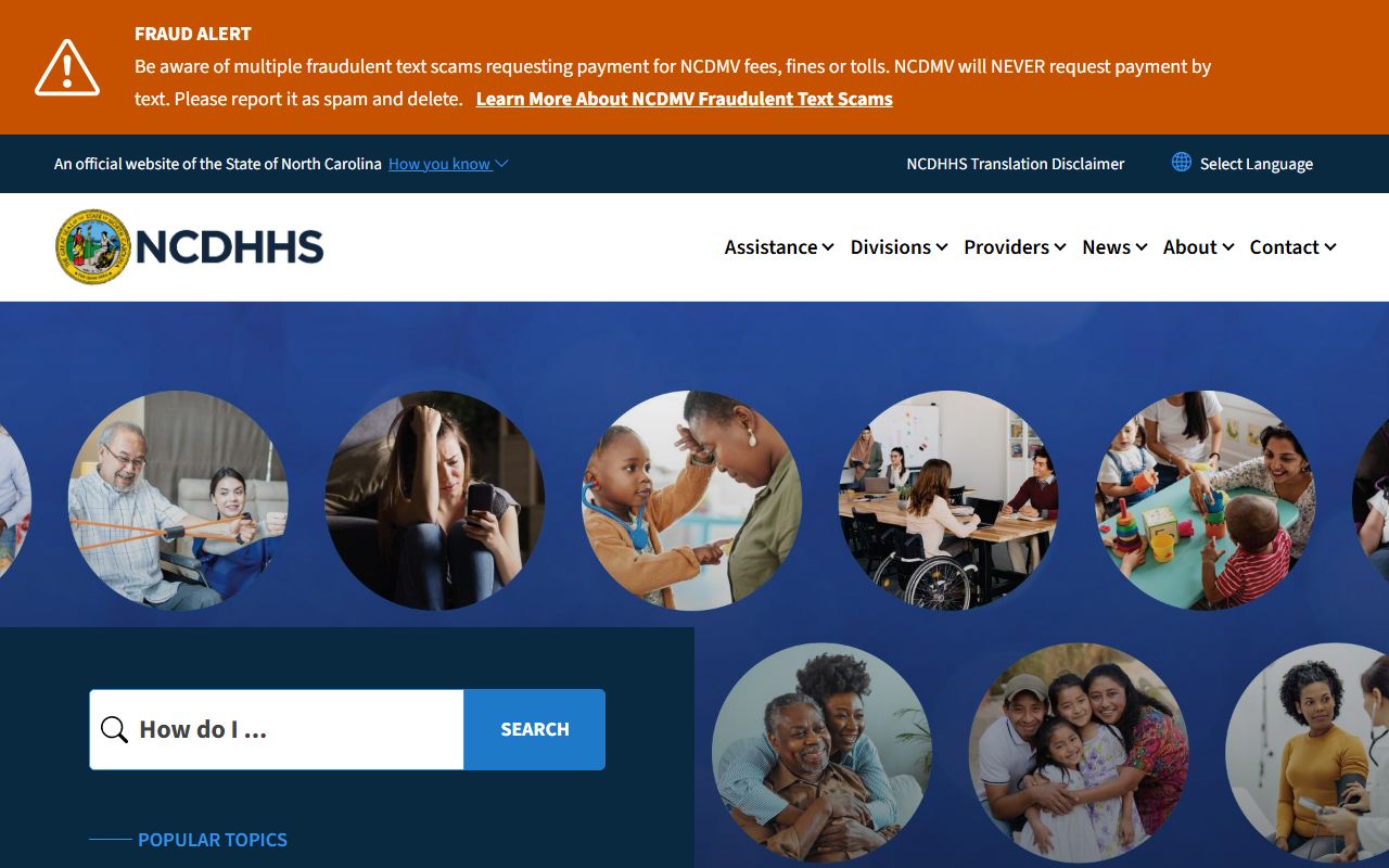 NC Department of Health and Human Services birth records oversight homepage